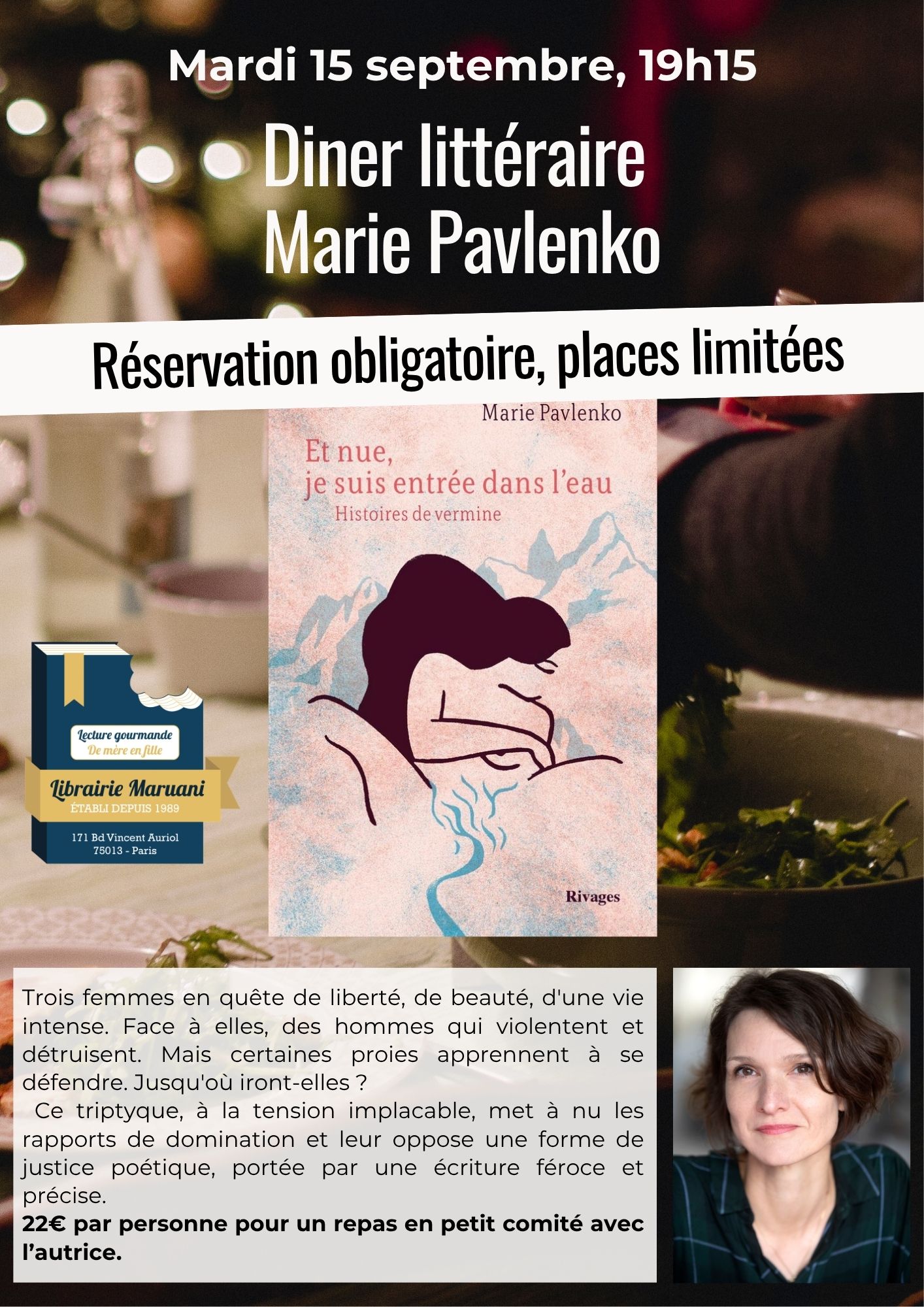 Dîner littéraire : Marie Pavlenko